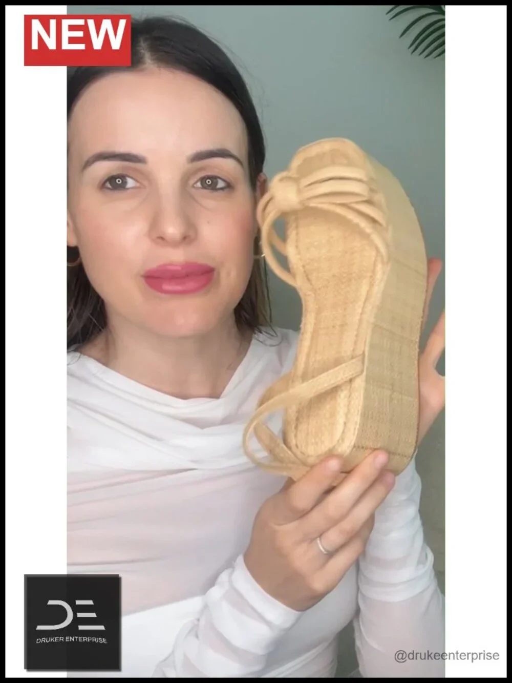 Raffia Platform Espadrille Wedges Sandals with Bow Ankle Straps - Comfortable